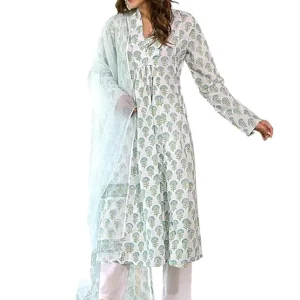 home page rayon printed anarkali kurta and pant with dupatta set