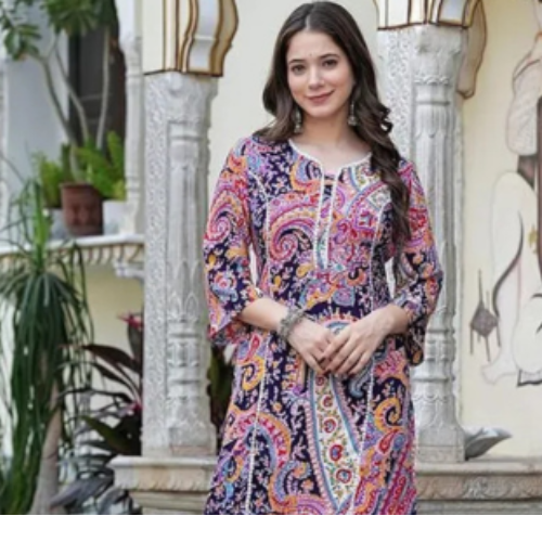 home page libas women's rayon self design straight kurtas