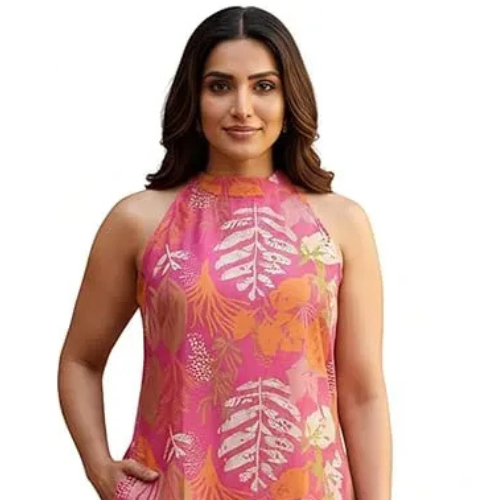 home page oomph! women's hulter neck kurta & bottom set | straight kurta outfits | ethnic set | kurti